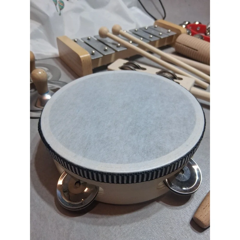 Musical Instruments Set, 15PCS Natural Wooden Percussion Tambourine Maracas B...